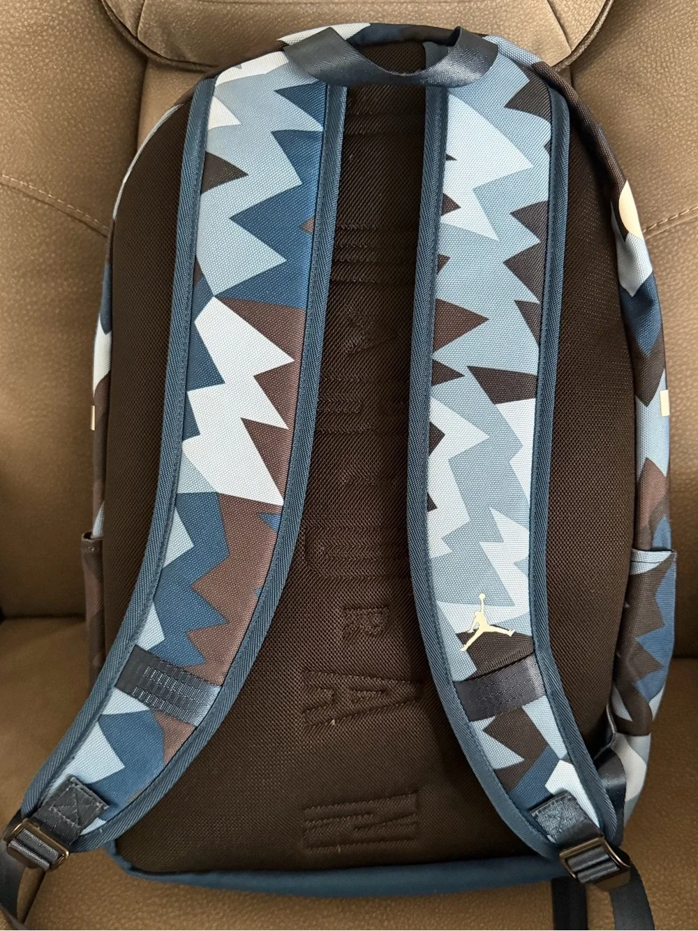 Jordan Chevron Pattern Blue and Brown Backpack
